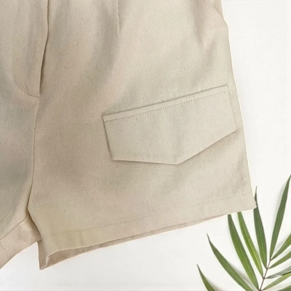 4th & Reckless NWT Melanie Deconstructed Belted Shorts in Oat Cream
